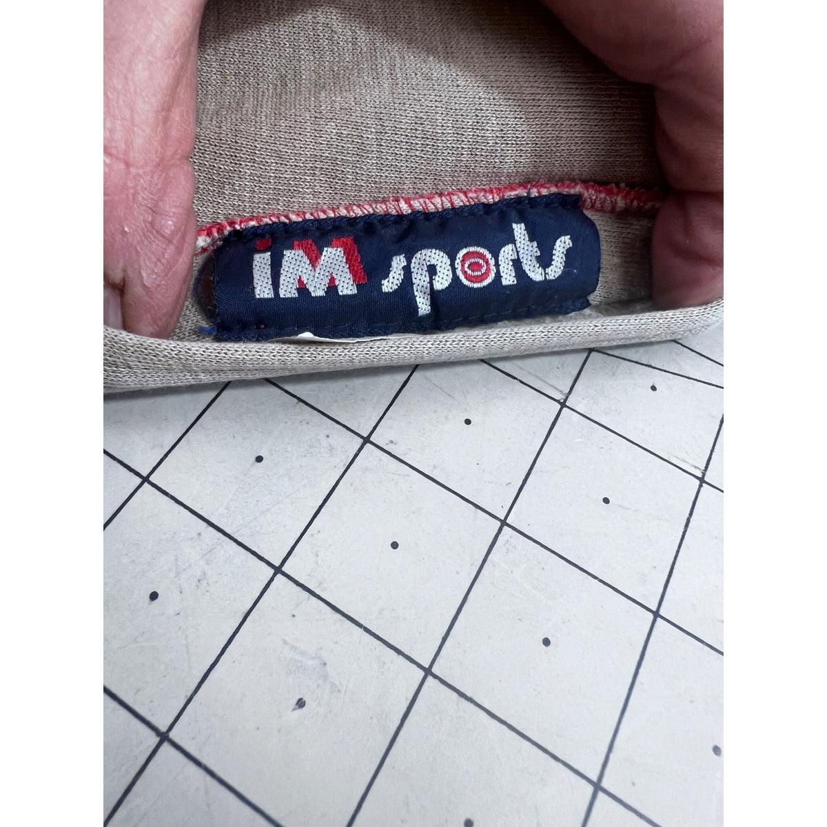 Vintage IM Sports Beige Hoodie Red Waffle Lining Men's L Chore Jacket Barn Find