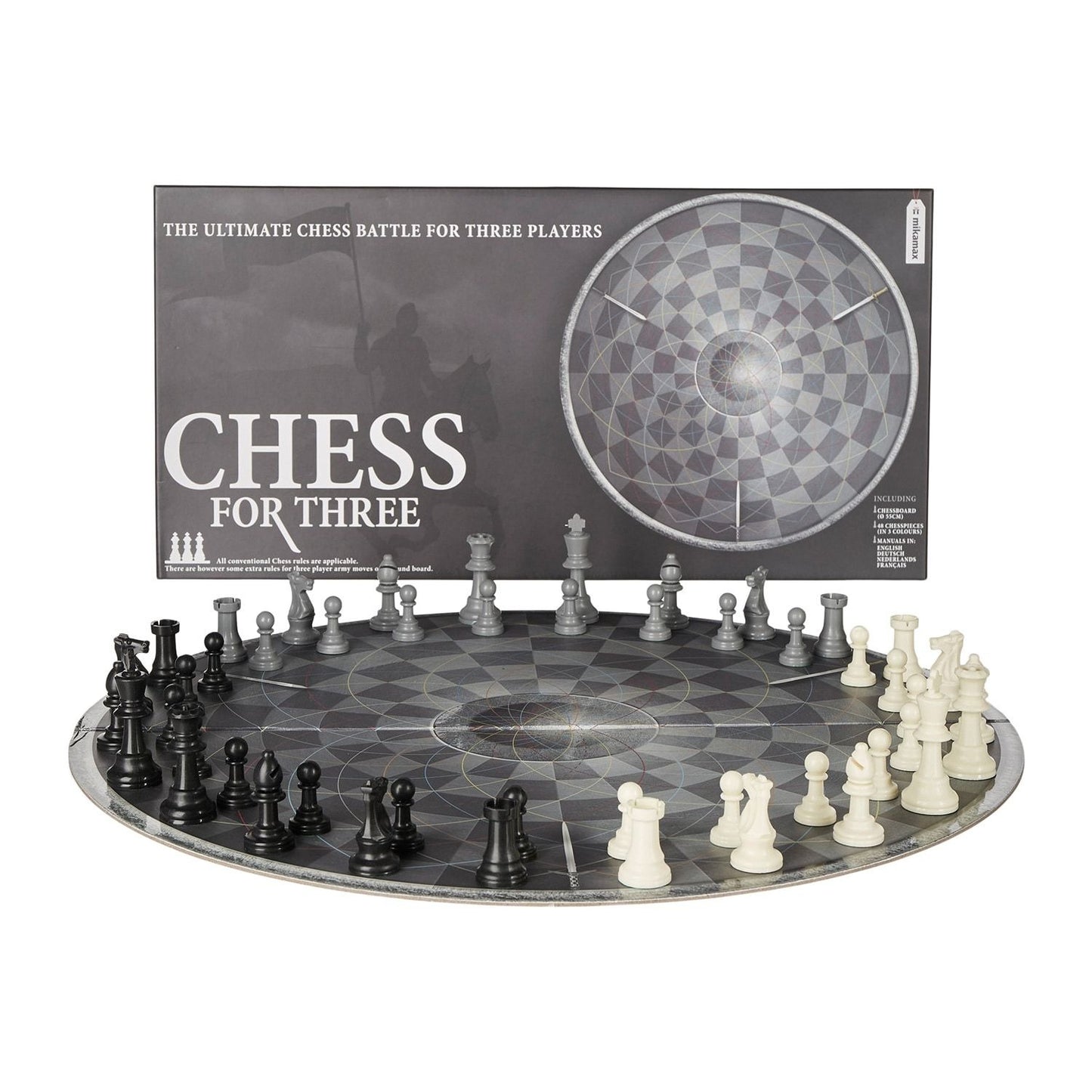 Mikamax Chess For Three Game w/Round Board 3 Player Pieces & Instructions Open Box
