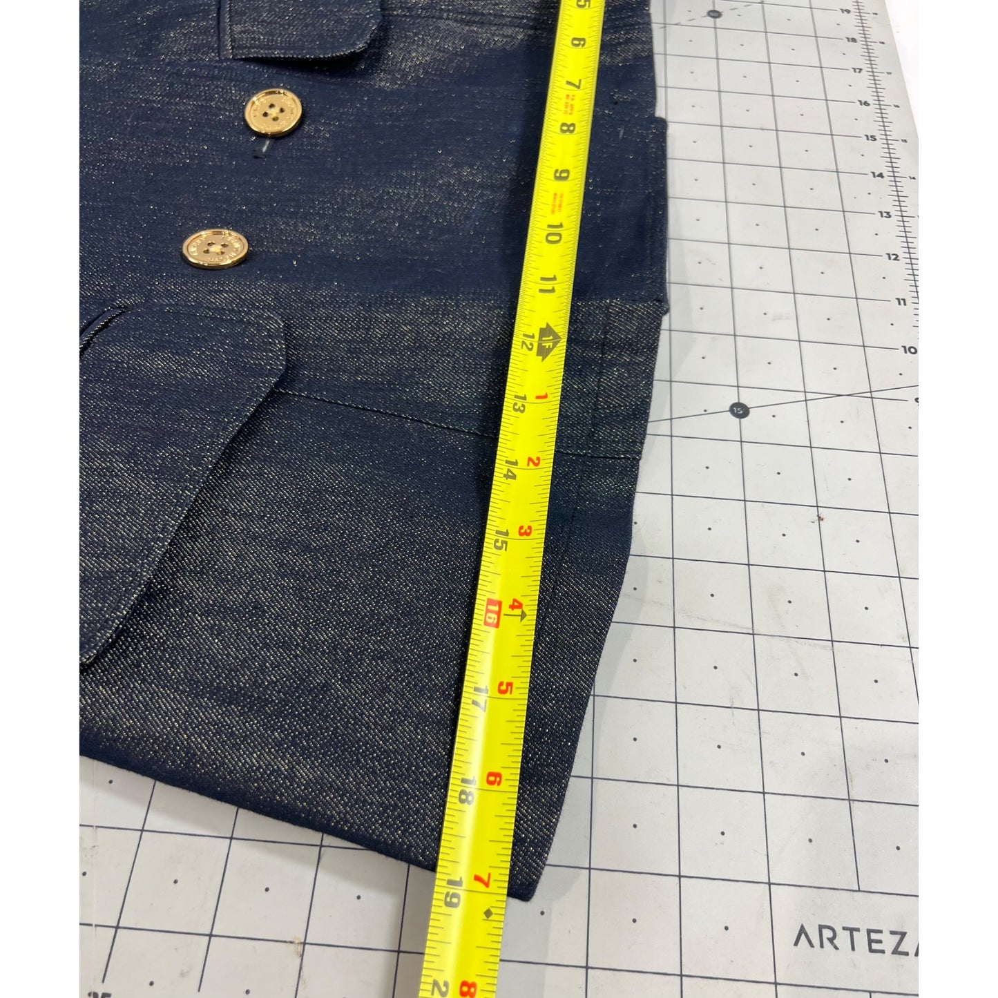 Lauren Ralph Lauren LRL Double Breasted Metallic Blue Denim P-Coat Women’s Sz. M