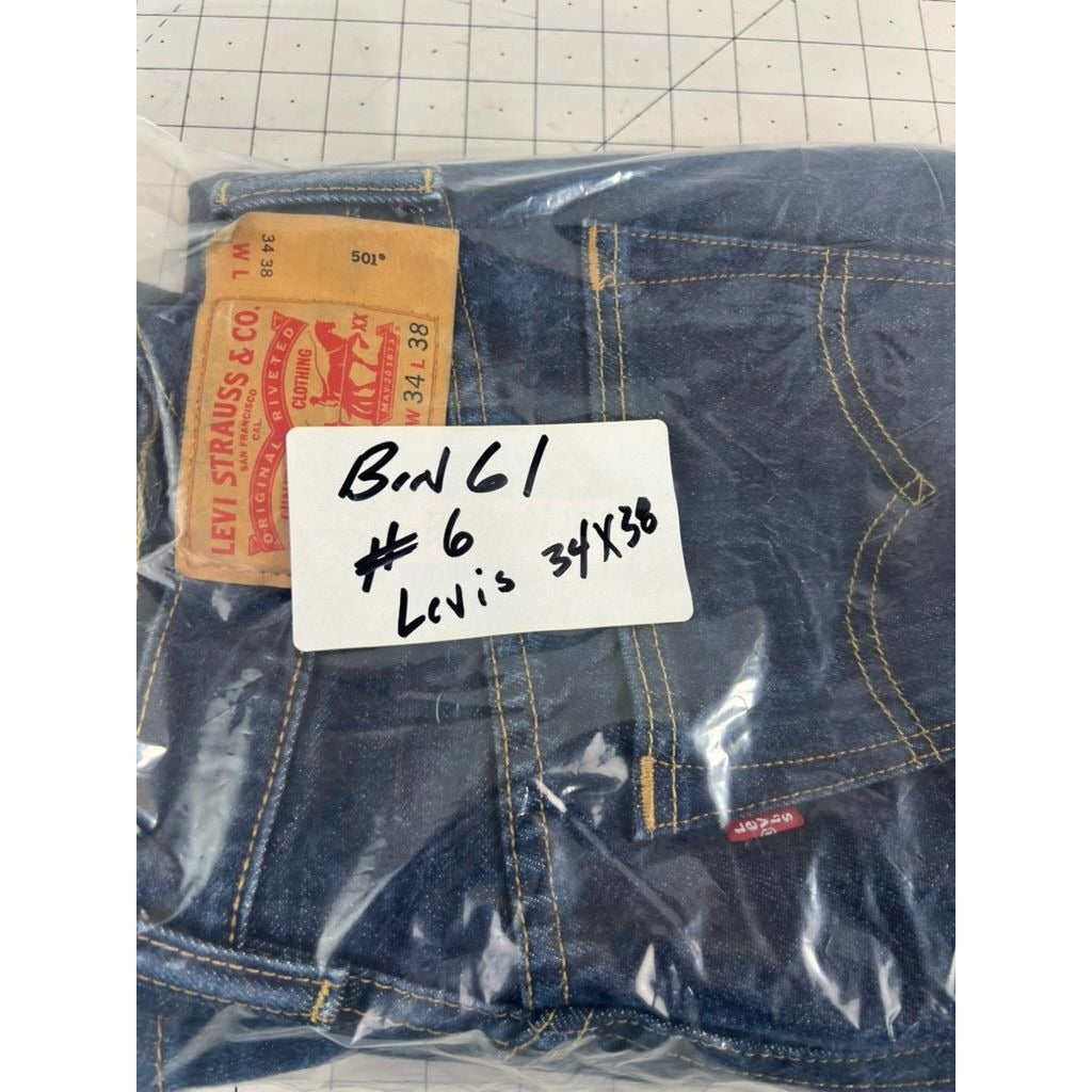 Levi’s 501 Original Fit Men’s Jeans 34x38 Dark Wash Denim Button Fly Meas. 33x35