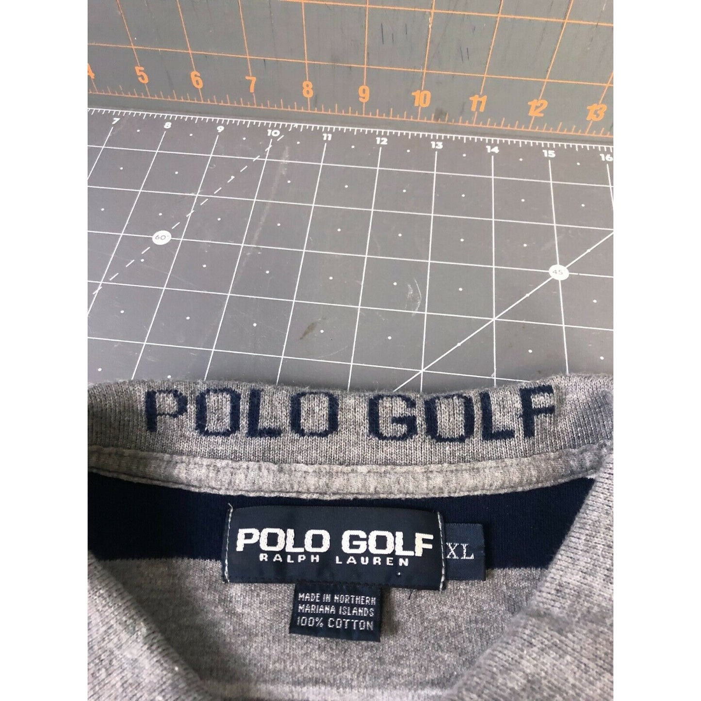 Ralph Lauren Polo Golf Men's Navy/Grey/Cream Striped 100% Cotton Polo Shirt XL