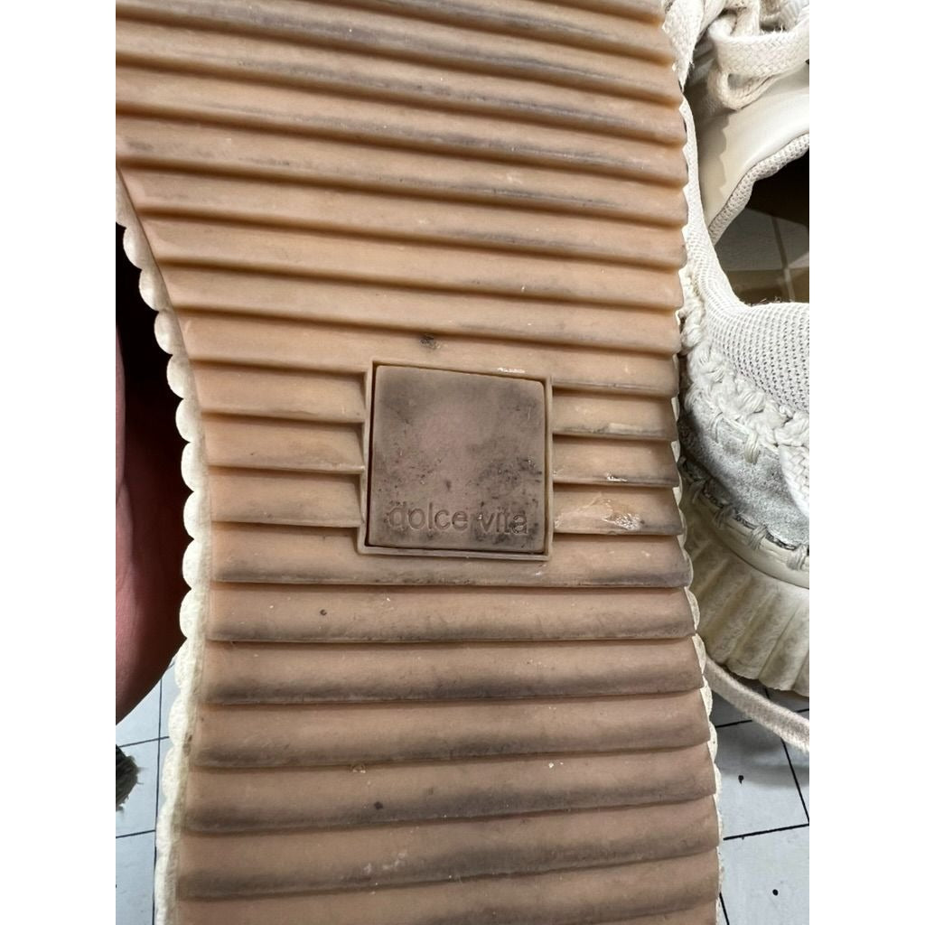 Woven Platform Sneakers Dolce Vida Beige Lace-Up Casual Shoes Women's Size 9
