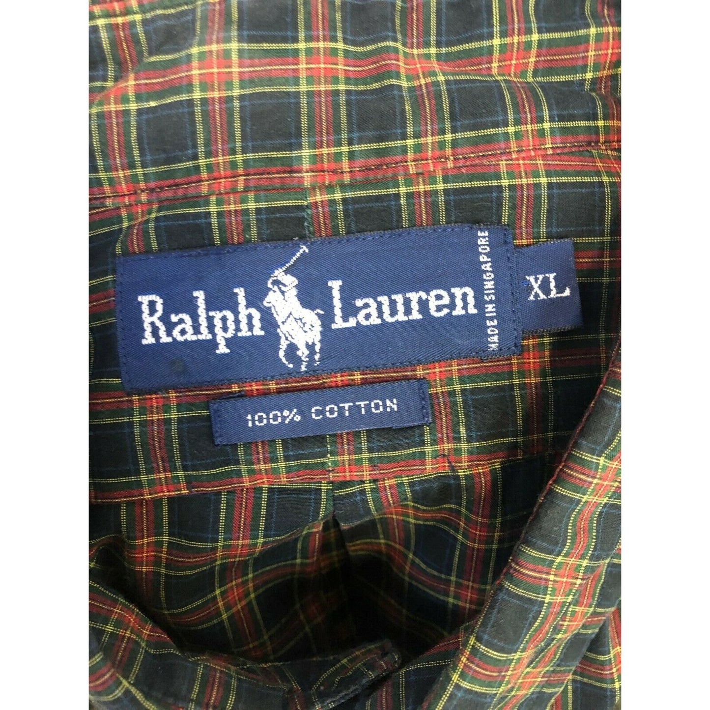 Ralph Lauren Men's XL Multicolor Plaid Button-Down Shirt 100% Cotton Long Sleeve
