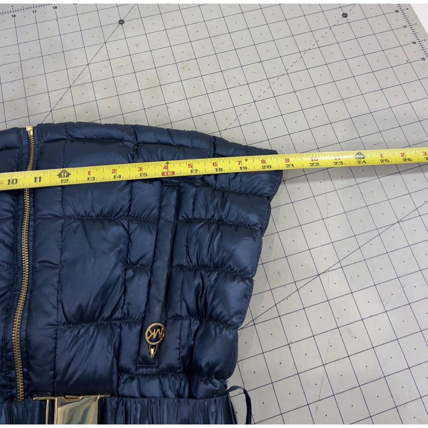Michael Kors Women's Packable Down Puffer Jacket Navy Blue Gold Accents Sz. M