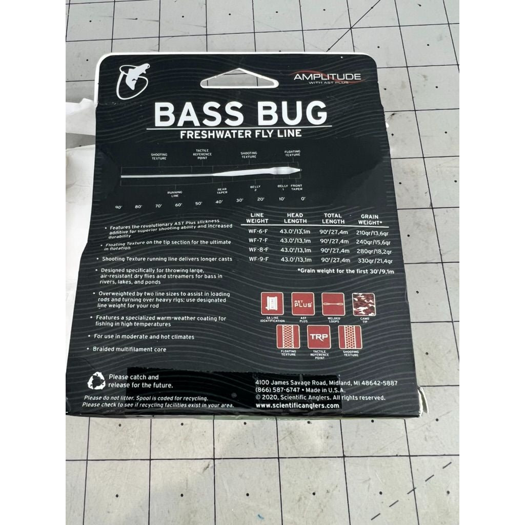 Scientific Anglers Amplitude Bass Bug Camo WF-6-F Freshwater Fly Line 90ft new