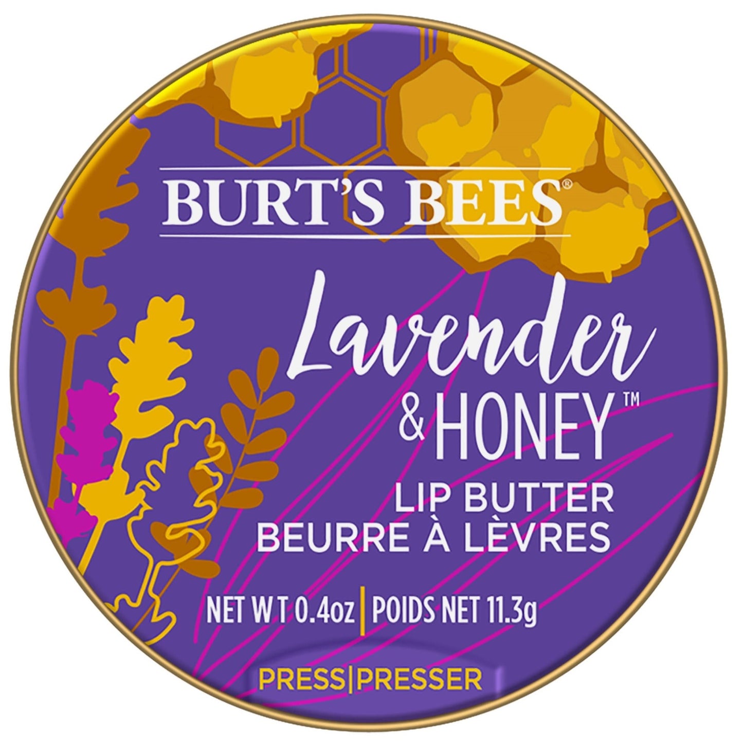3- Burts Bees Lavender & Honey Lip Butter 0.4 Oz New Sealed Tins