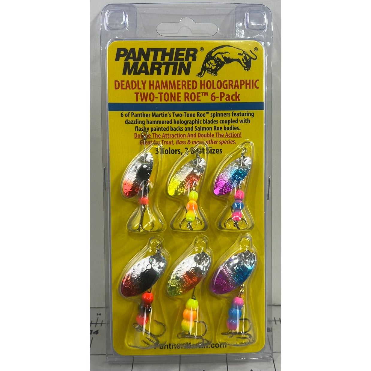 Panther Martin Deadly Hammered Holographic Two-Tone Roe 6-Pack Trout & Bass NEW