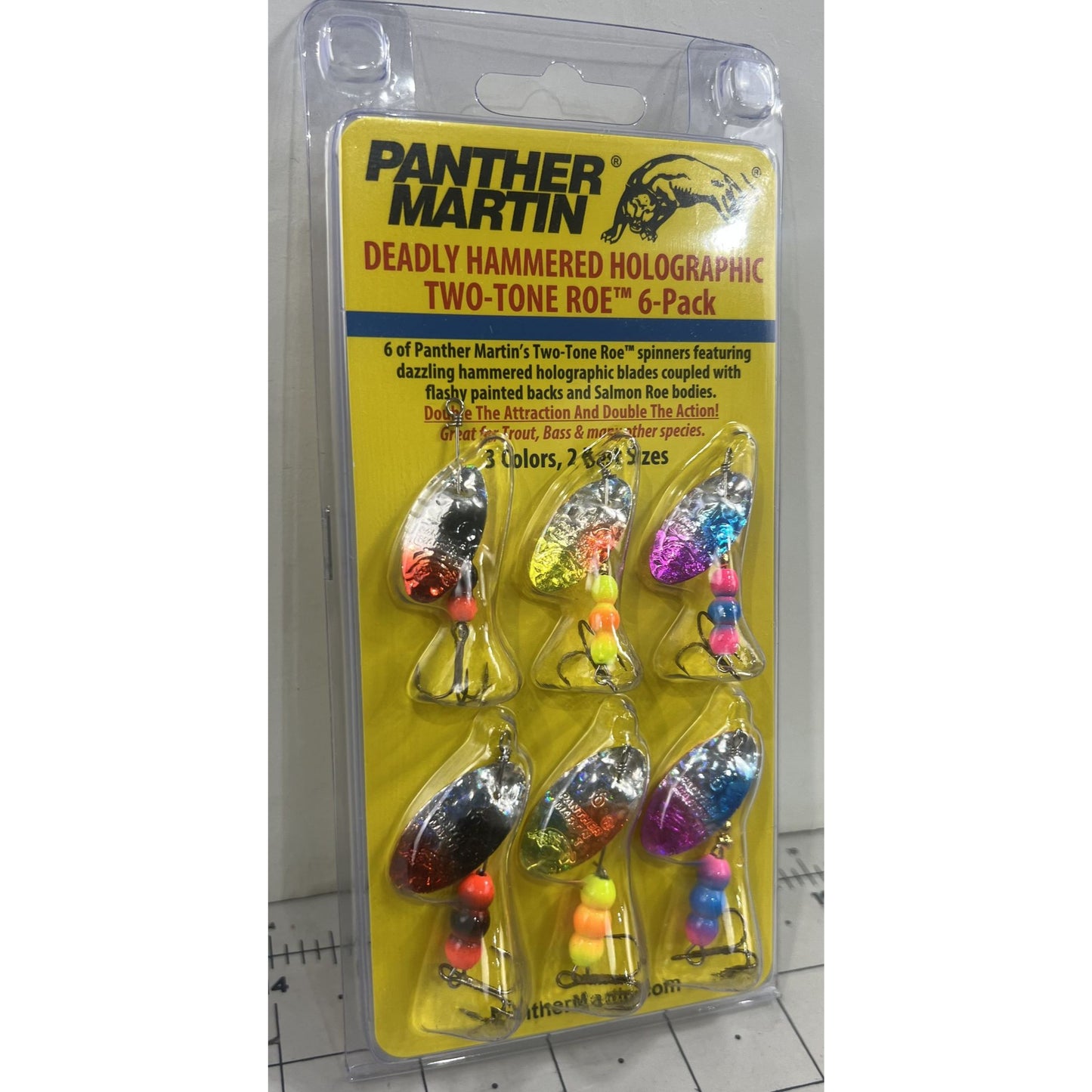 Panther Martin Deadly Hammered Holographic Two-Tone Roe 6-Pack Trout & Bass NEW