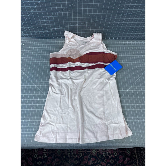 Columbia Women's Daisy Days Graphic Tank Top Sz S Orange & Cream Activewear