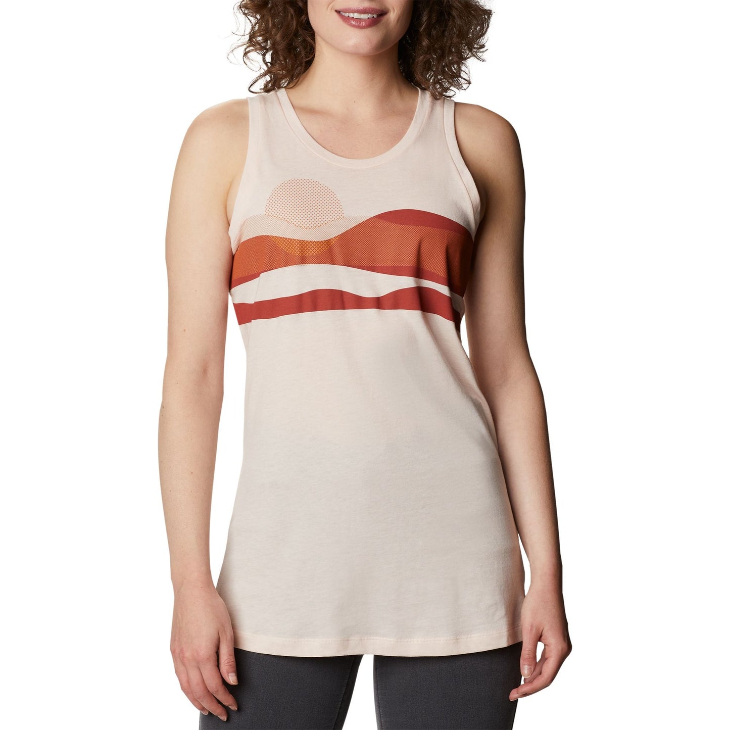 Columbia Women's Daisy Days Graphic Tank Top Sz S Orange & Cream Activewear