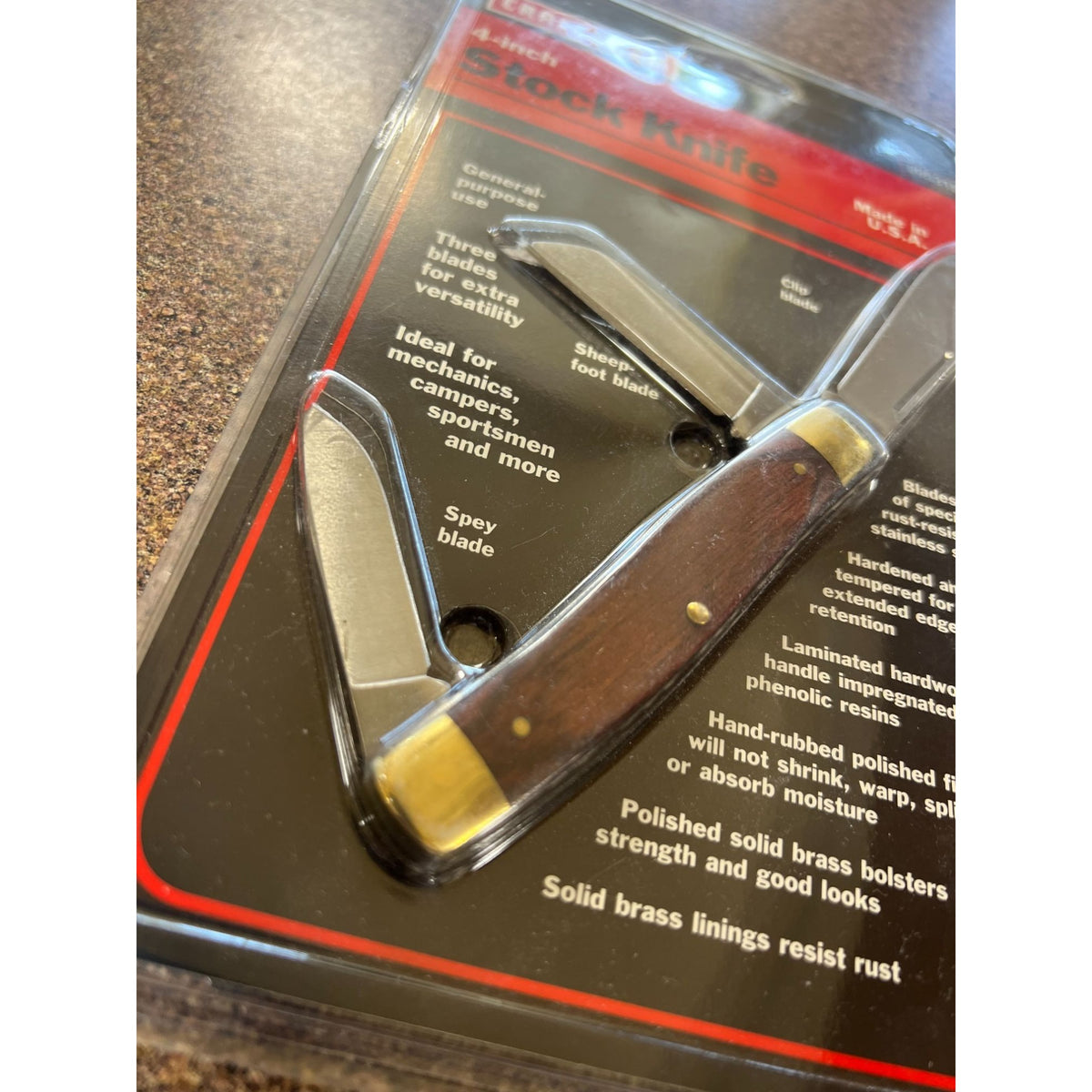 Craftsman 4-Inch Folding Stock Knife 3 Blades New 95235 USA NOS