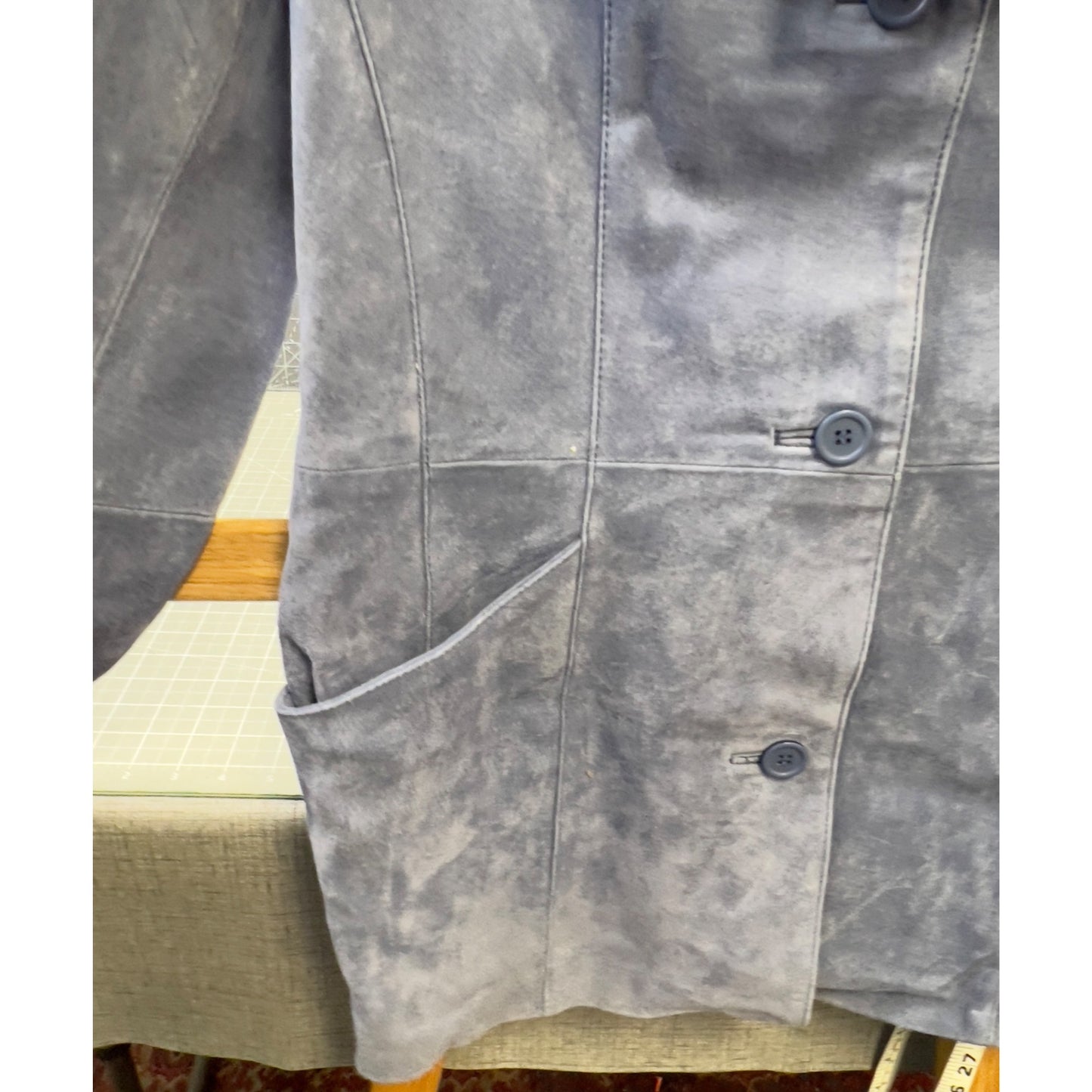 Dialogue Women’s Suede Leather Blazer Jacket Periwinkle Sz. M Washable New