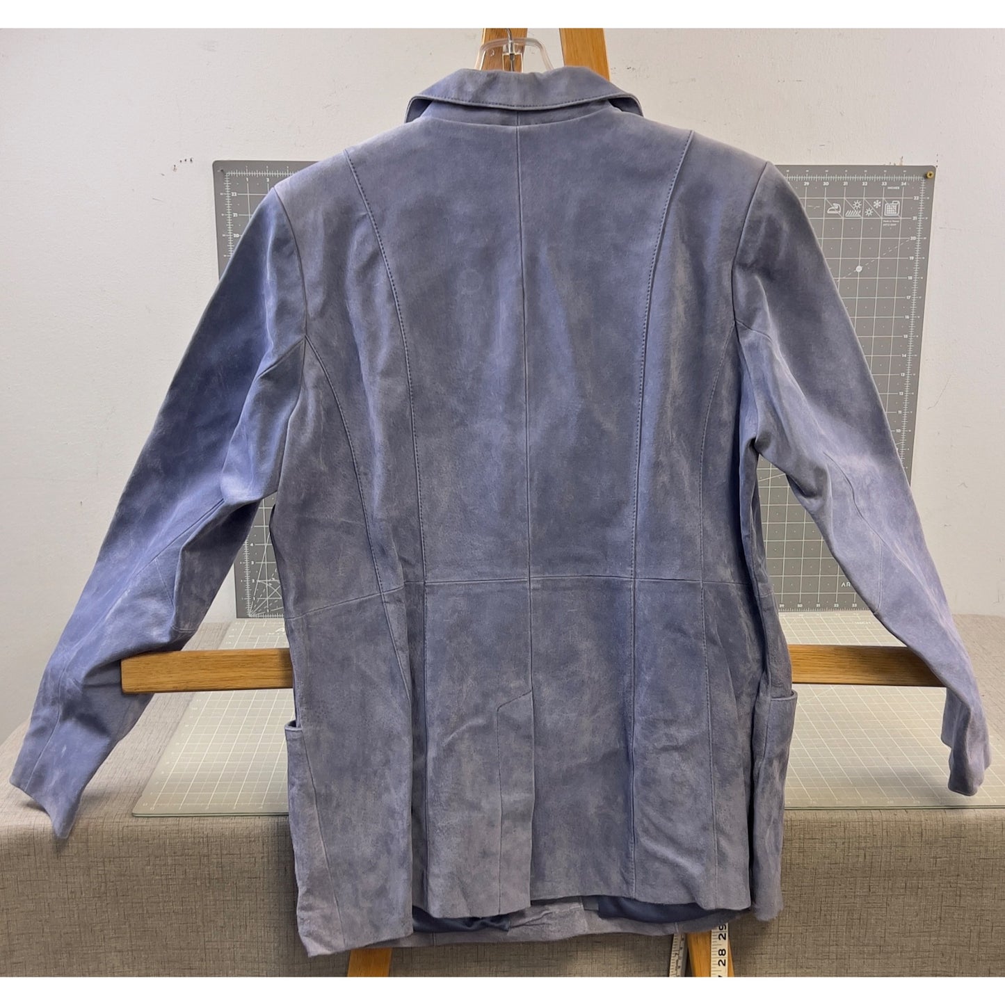 Dialogue Women’s Suede Leather Blazer Jacket Periwinkle Sz. M Washable New