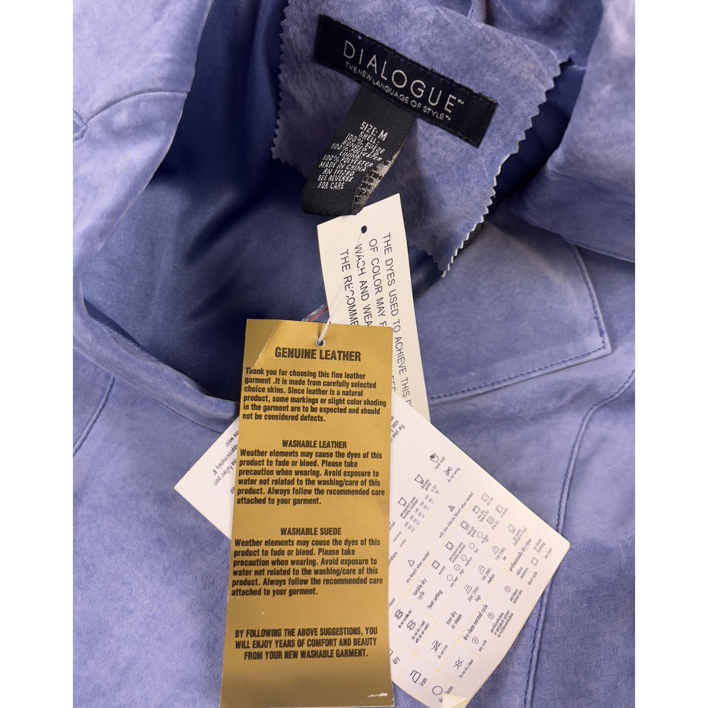 Dialogue Women’s Suede Leather Blazer Jacket Periwinkle Sz. M Washable New