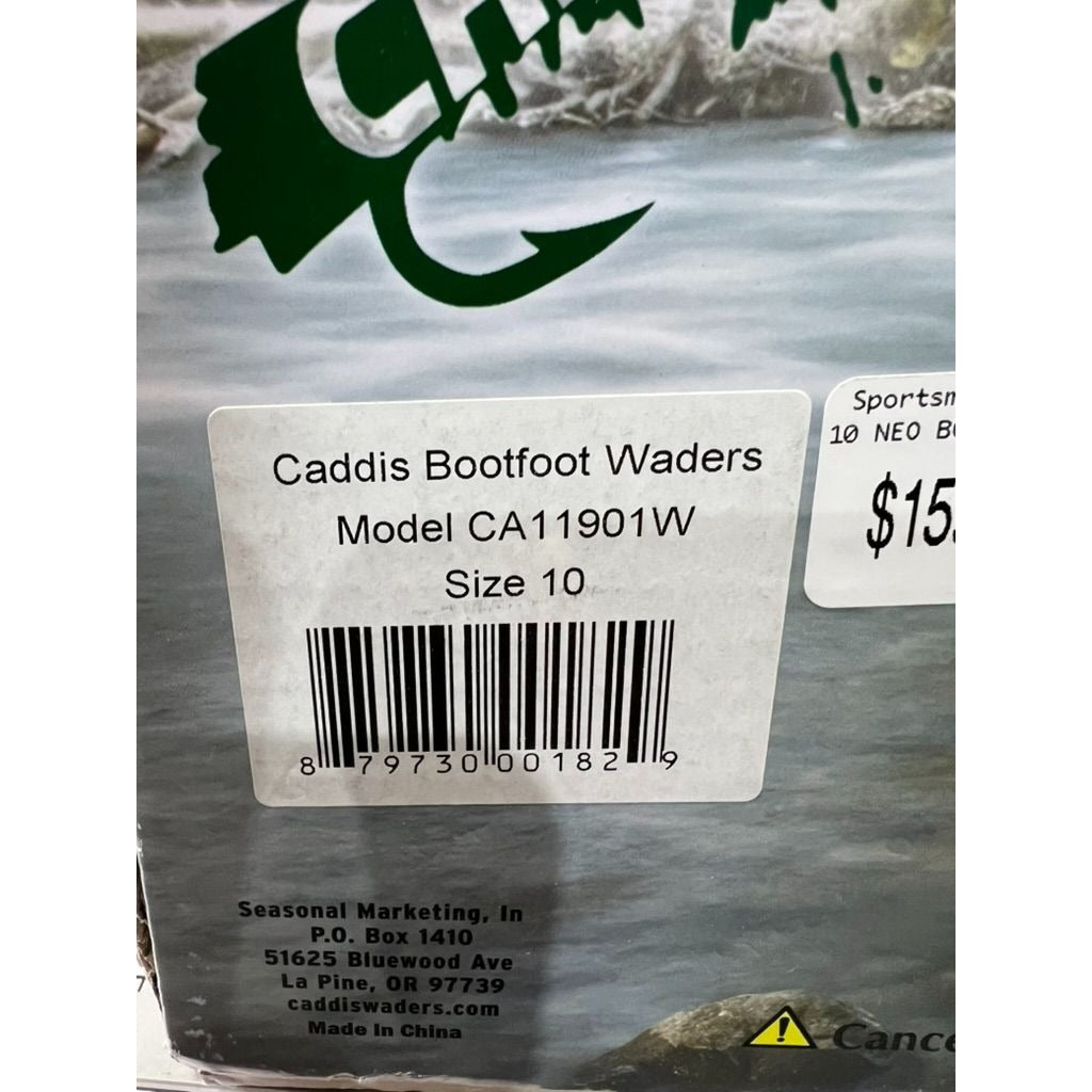 Caddis Neoprene Bootfoot Chest Waders Size 10 CA11901W Green Waterproof Fishing Gear