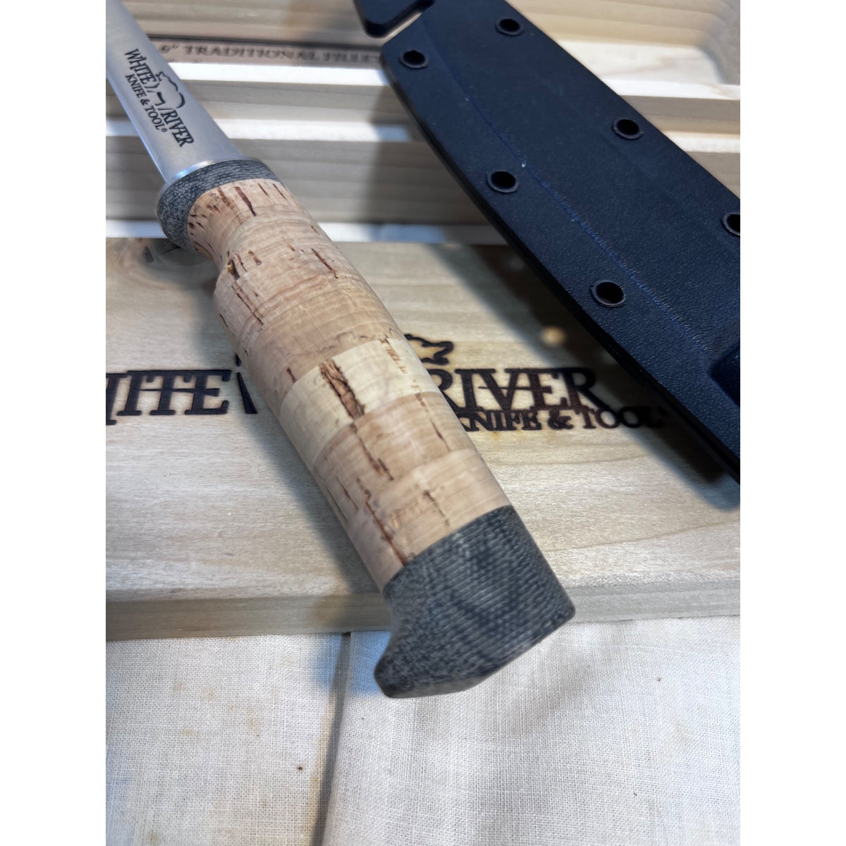White River Knives Fillet Knife 6"  Trailing Point 440C Stainless Blade Cork Handle