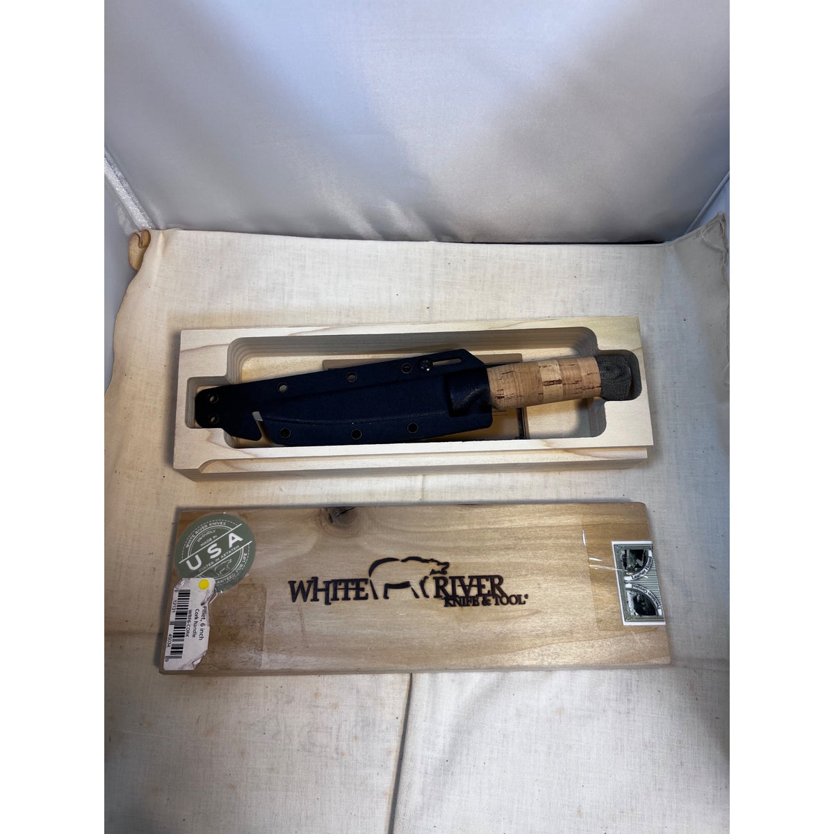 White River Knives Fillet Knife 6"  Trailing Point 440C Stainless Blade Cork Handle