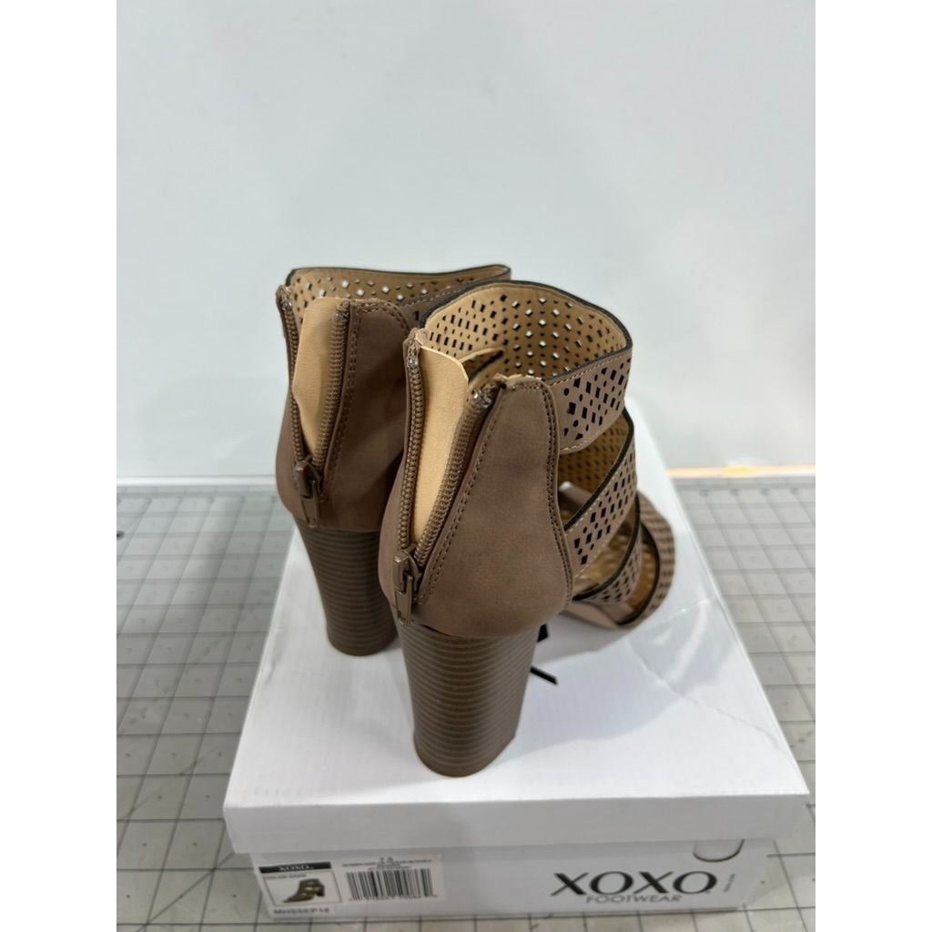 XOXO Women's Casual Boots Sand - Sand Perforated Peep-Toe Beamer Ankle Boot - Women