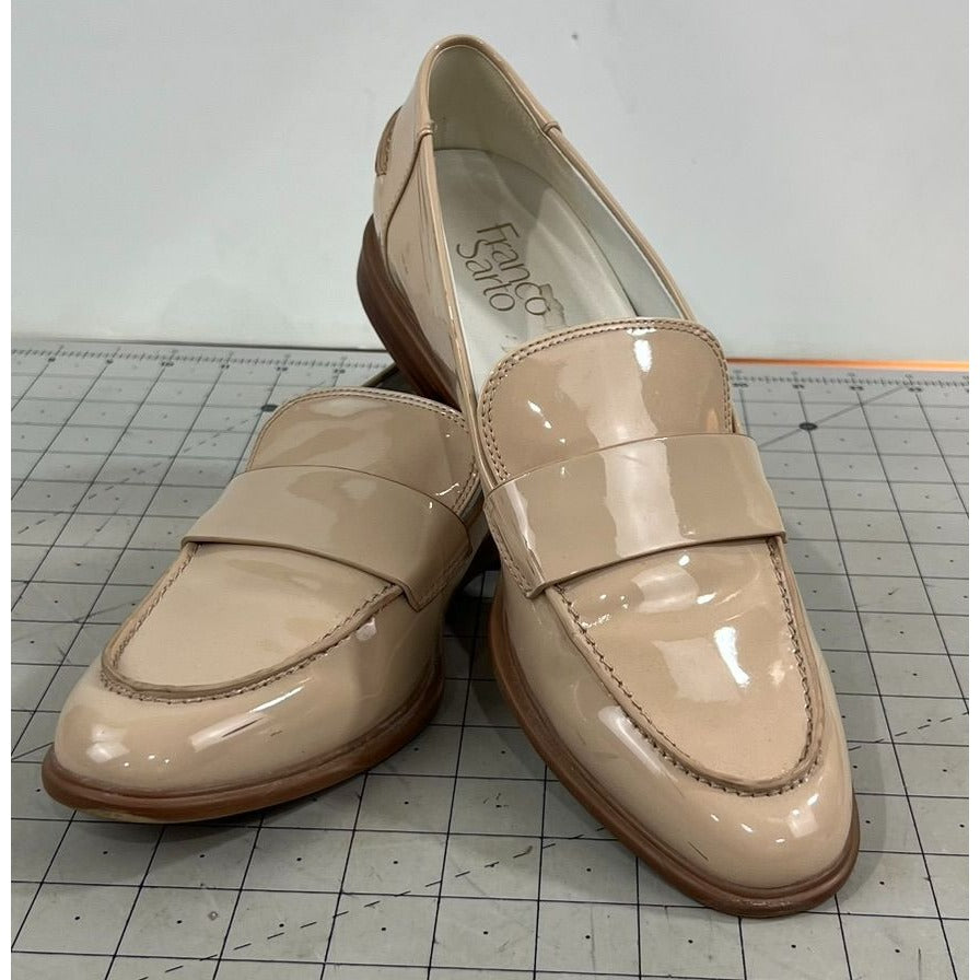 Franco Sarto Women’s Beige Patent Kira Loafers Sz. 9 Slip-On Classic