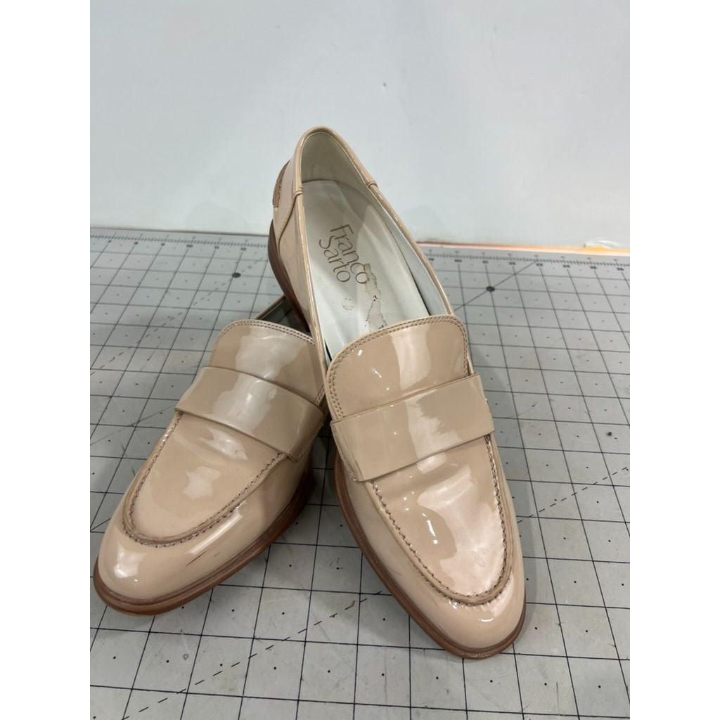 Franco Sarto Women’s Beige Patent Kira Loafers Sz. 9 Slip-On Classic