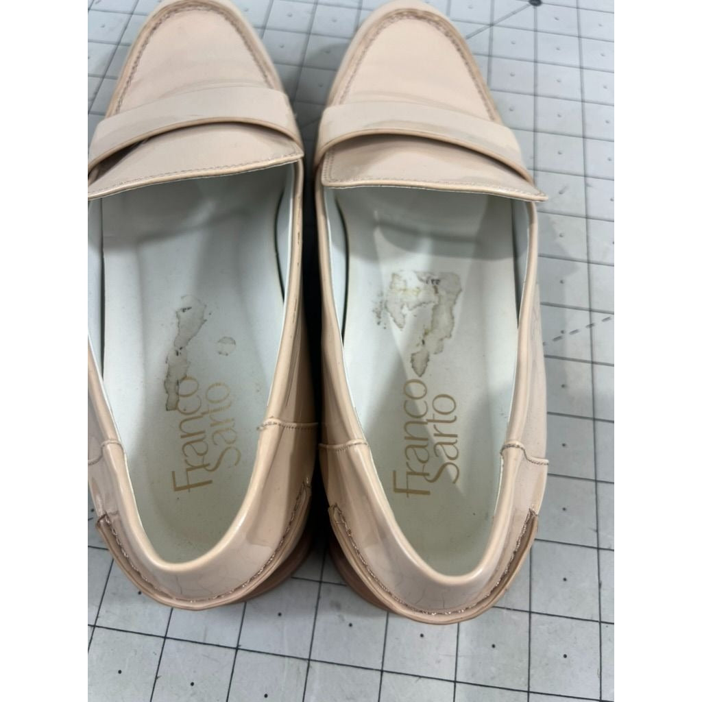 Franco Sarto Women’s Beige Patent Kira Loafers Sz. 9 Slip-On Classic