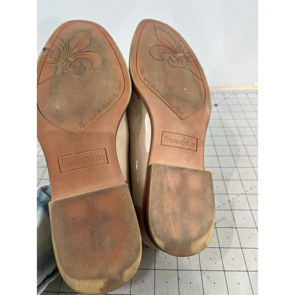 Franco Sarto Women’s Beige Patent Kira Loafers Sz. 9 Slip-On Classic