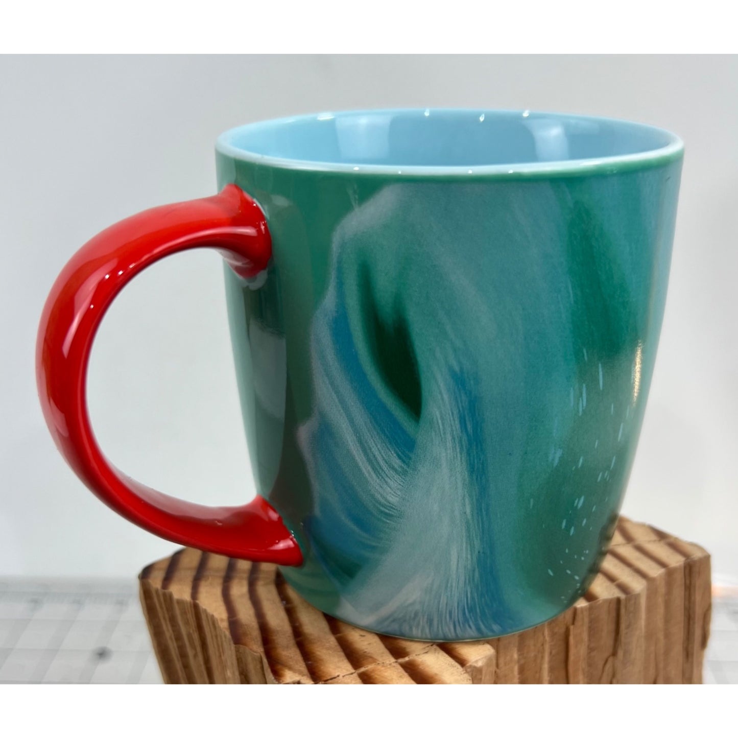 Starbucks Christmas 2024 Green Marbled Coffee Mug 11 Oz Red Handle ~~minty~~