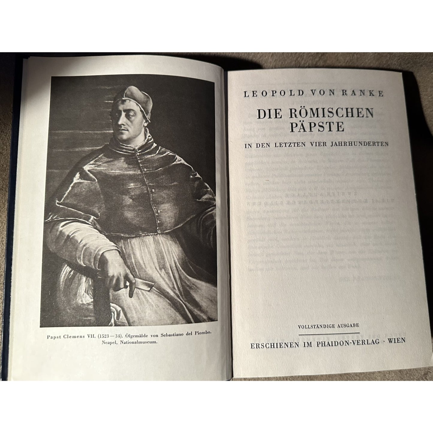 Leopold Von Ranke Die Römischen Päpste Hardcover German Text 1957 Edition Phaidon-Verlag Wien
