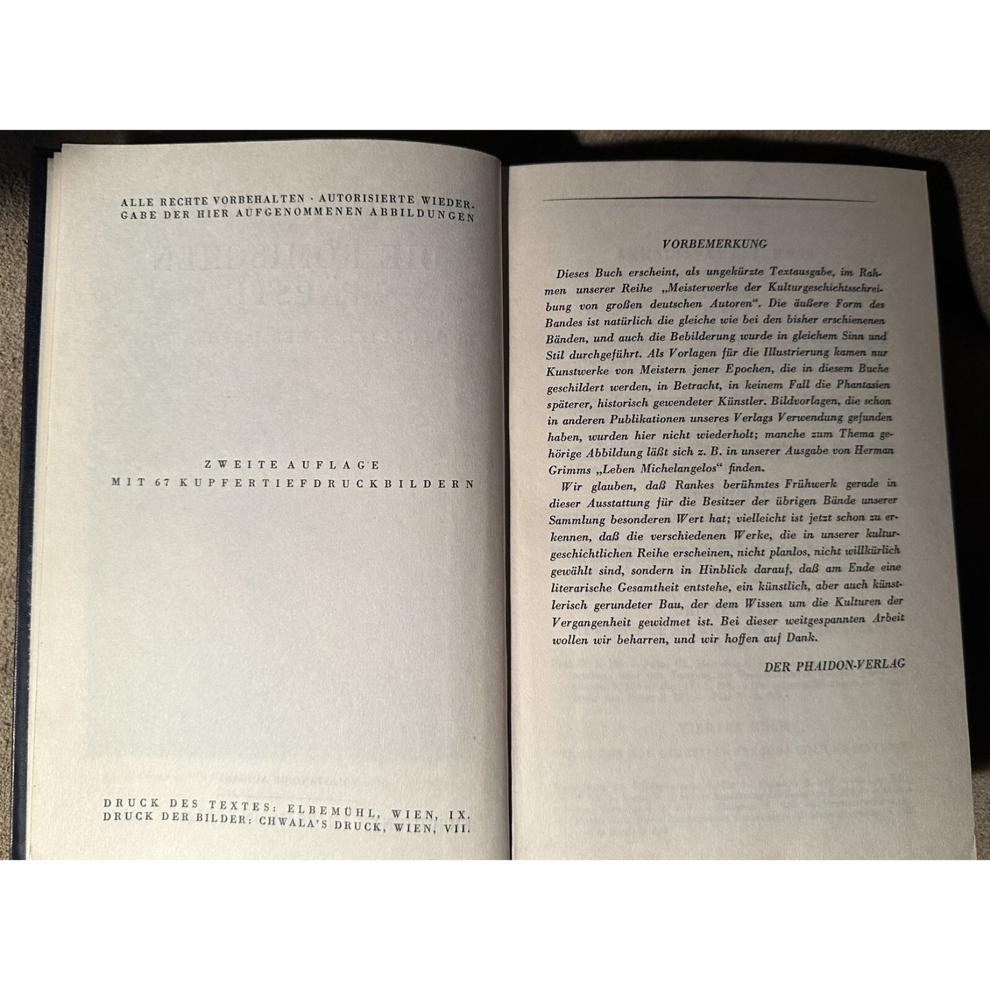 Leopold Von Ranke Die Römischen Päpste Hardcover German Text 1957 Edition Phaidon-Verlag Wien