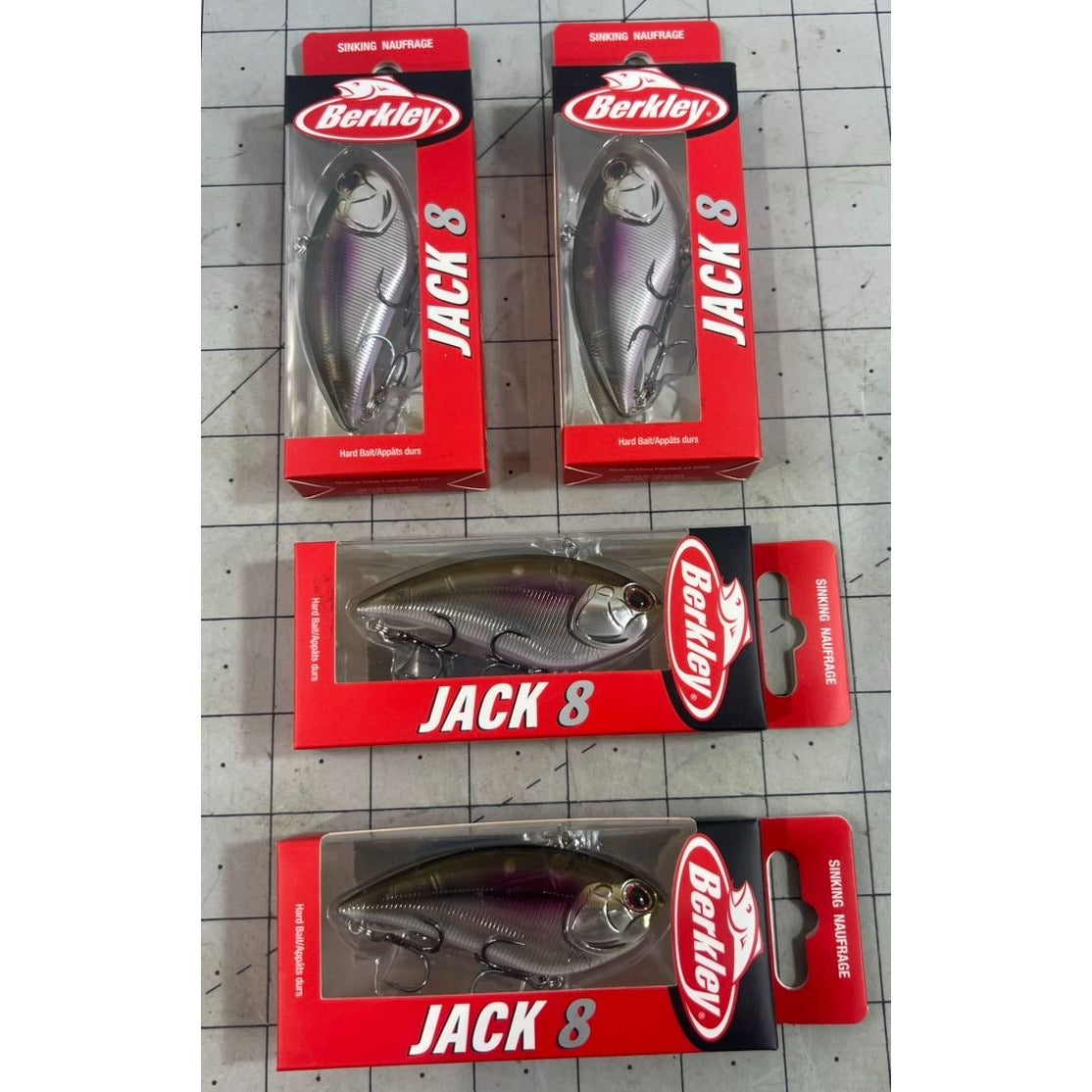 Berkley Jack 8 Wakasagi Sinking Lure 3" 28.25g Hard Bait 4-Pack NEW~~