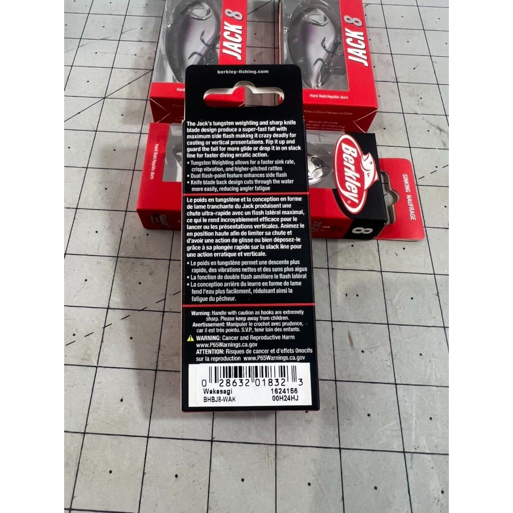 Berkley Jack 8 Wakasagi Sinking Lure 3" 28.25g Hard Bait 4-Pack NEW~~