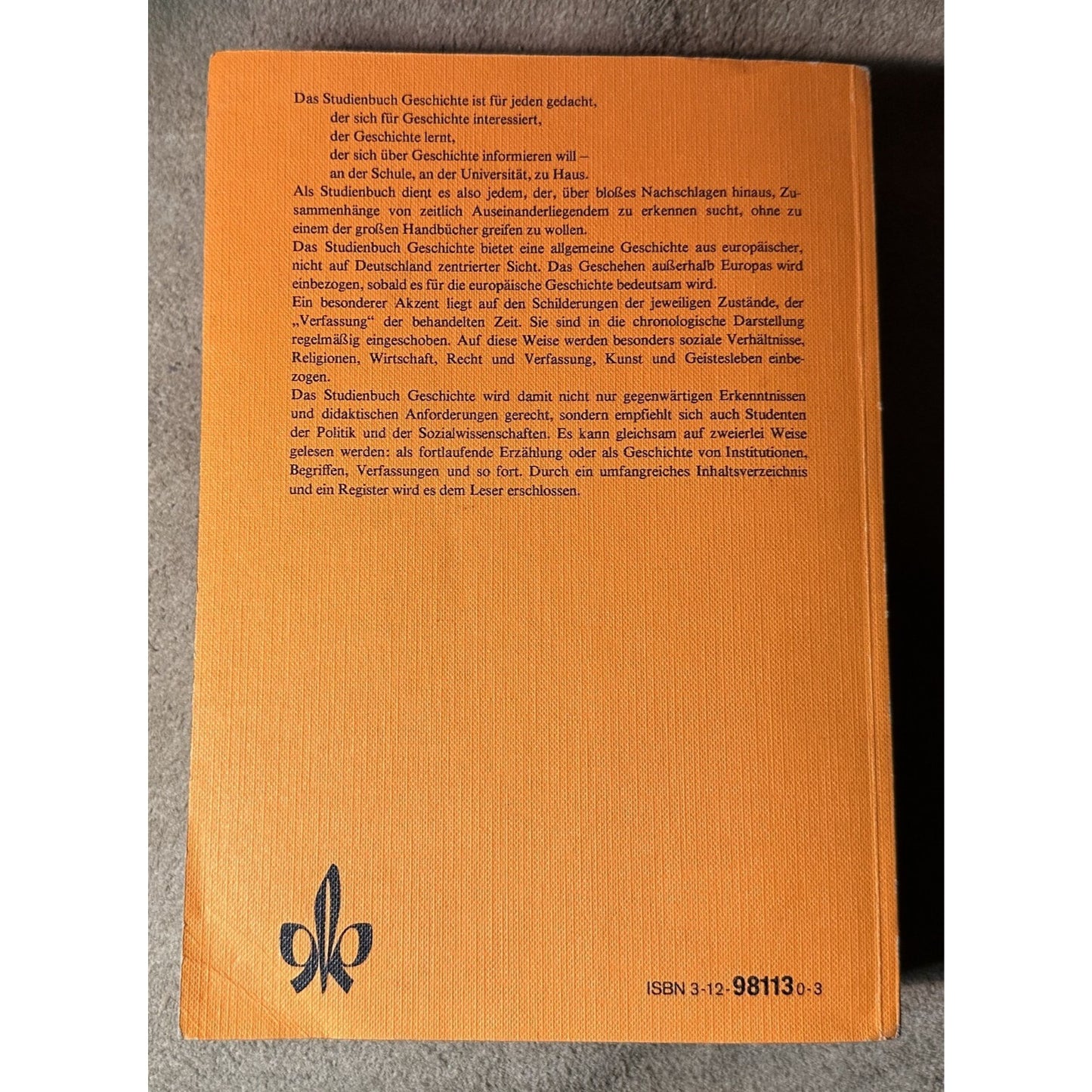 Studienbuch Geschichte German Text History Study Book By Elze/Repgen Hardcover Klett Verlag 1974