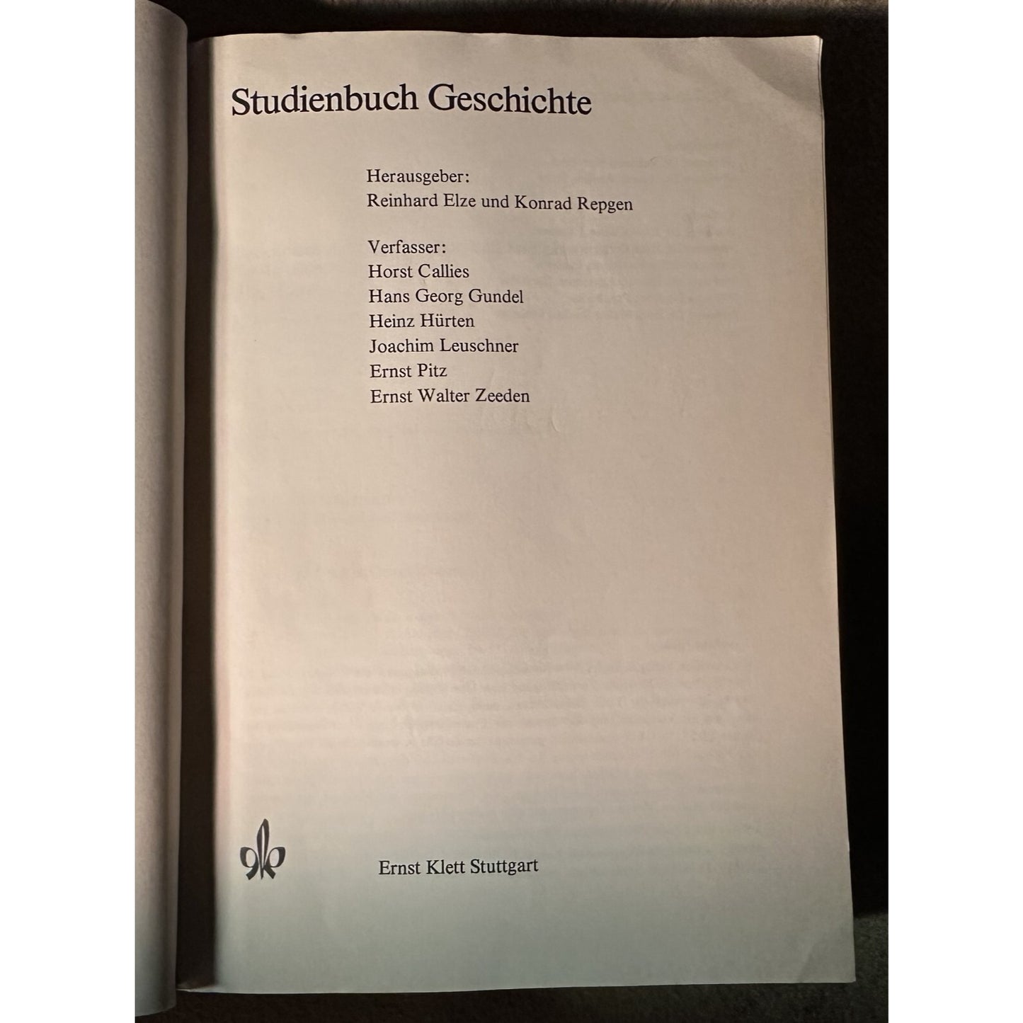 Studienbuch Geschichte German Text History Study Book By Elze/Repgen Hardcover Klett Verlag 1974