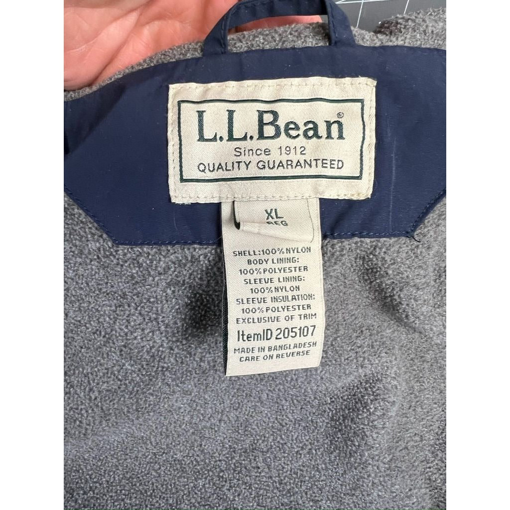 L.L. Bean Navy & Gray Lined Jacket XL Men's Nylon Polyester