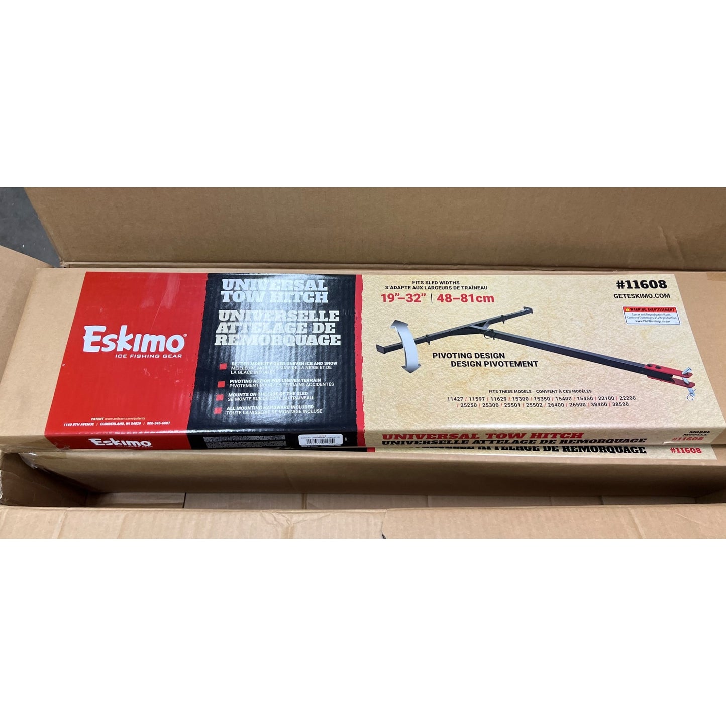 Eskimo Universal Tow Hitch For Ice Sleds & Shelters 19"-32" New In Box