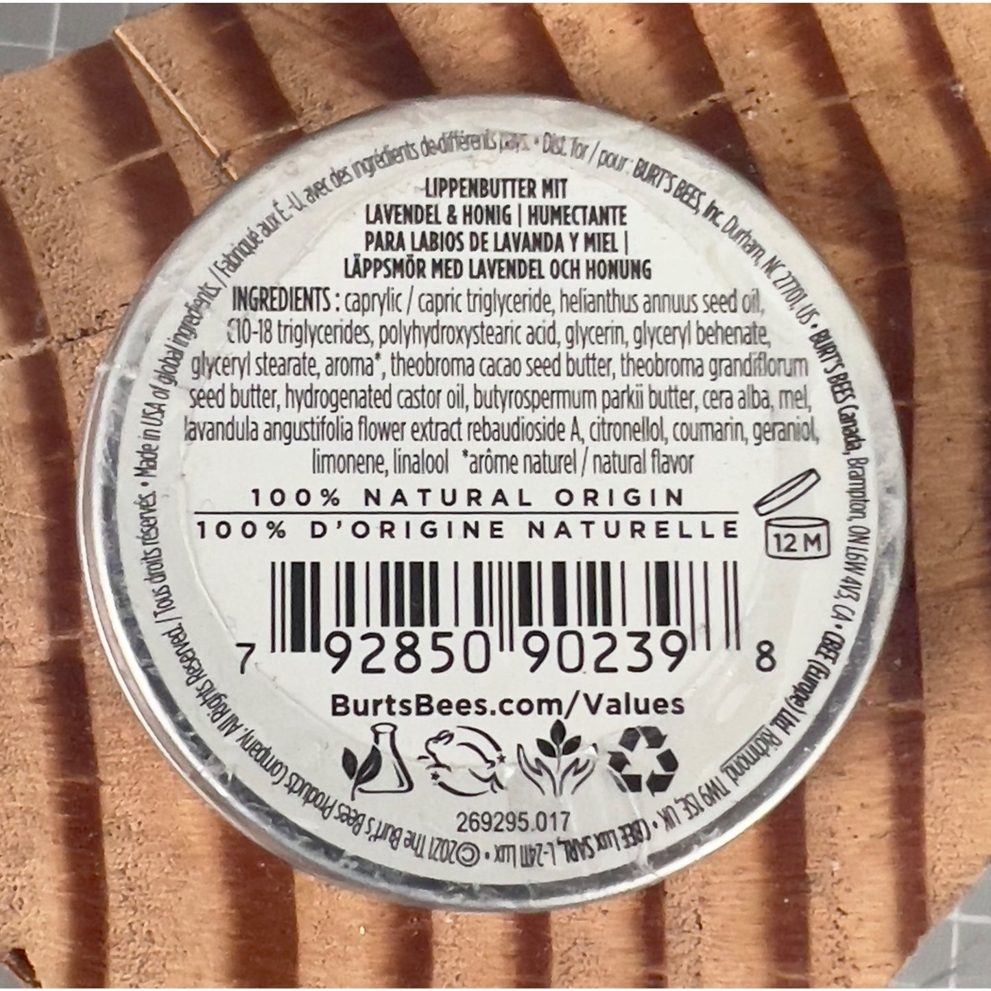 Burts Bees Lavender & Honey Lip Butter 0.4 Oz New Sealed Tin