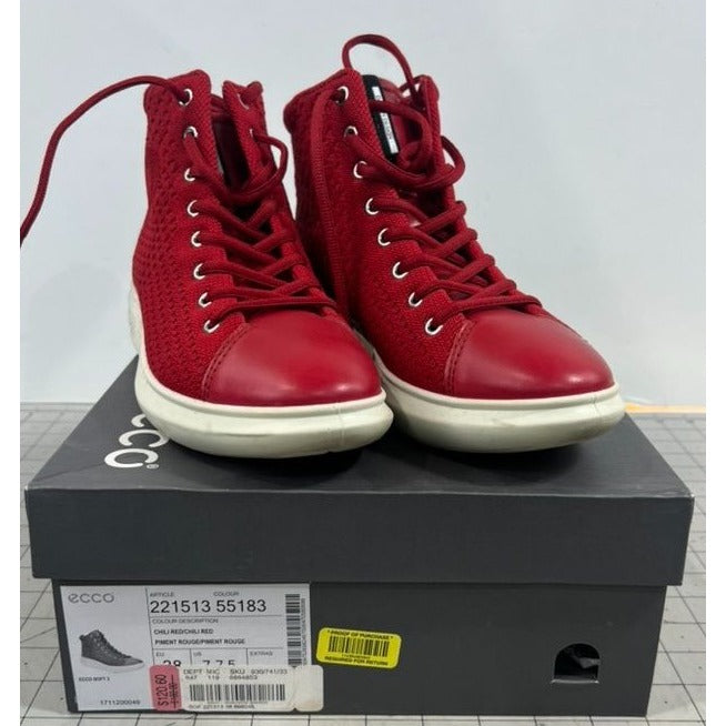 Ecco Soft 3 Women’s Chili Red High-Top Sneakers Sz. 7-7.5 Leather