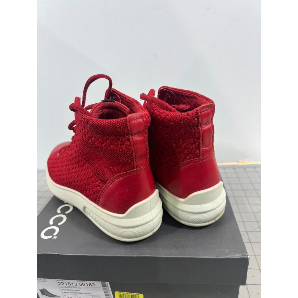 Ecco Soft 3 Women’s Chili Red High-Top Sneakers Sz. 7-7.5 Leather