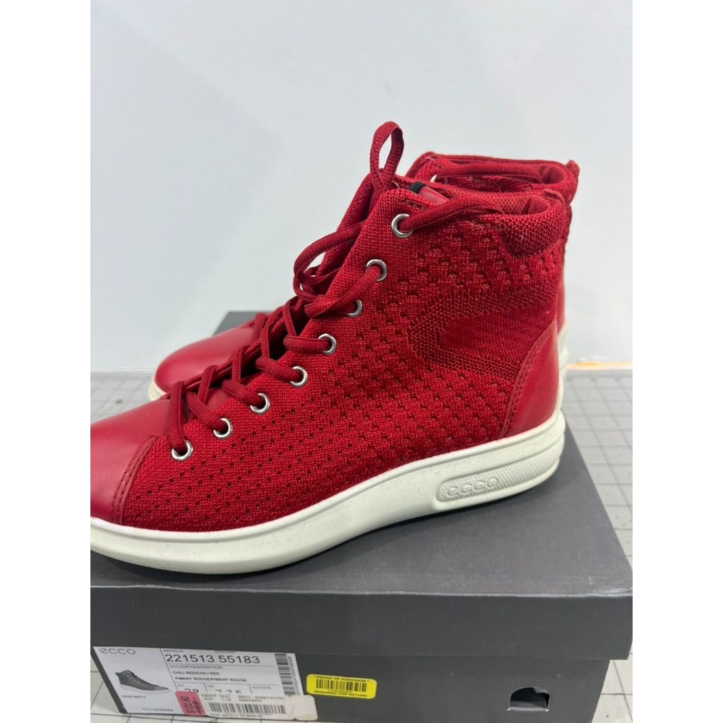 Ecco Soft 3 Women’s Chili Red High-Top Sneakers Sz. 7-7.5 Leather