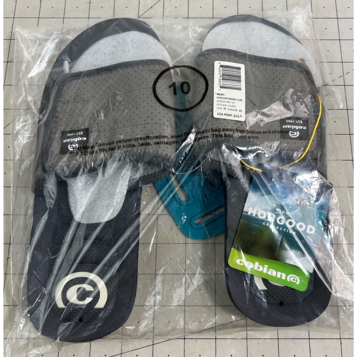 Cobian Men’s Hobgood Slide Sandals Ocean Camo Size 10 New