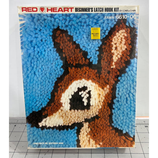 Red Heart Beginners Latch Hook Kit Deer Fawn 6610-06  8"x10" New NOS