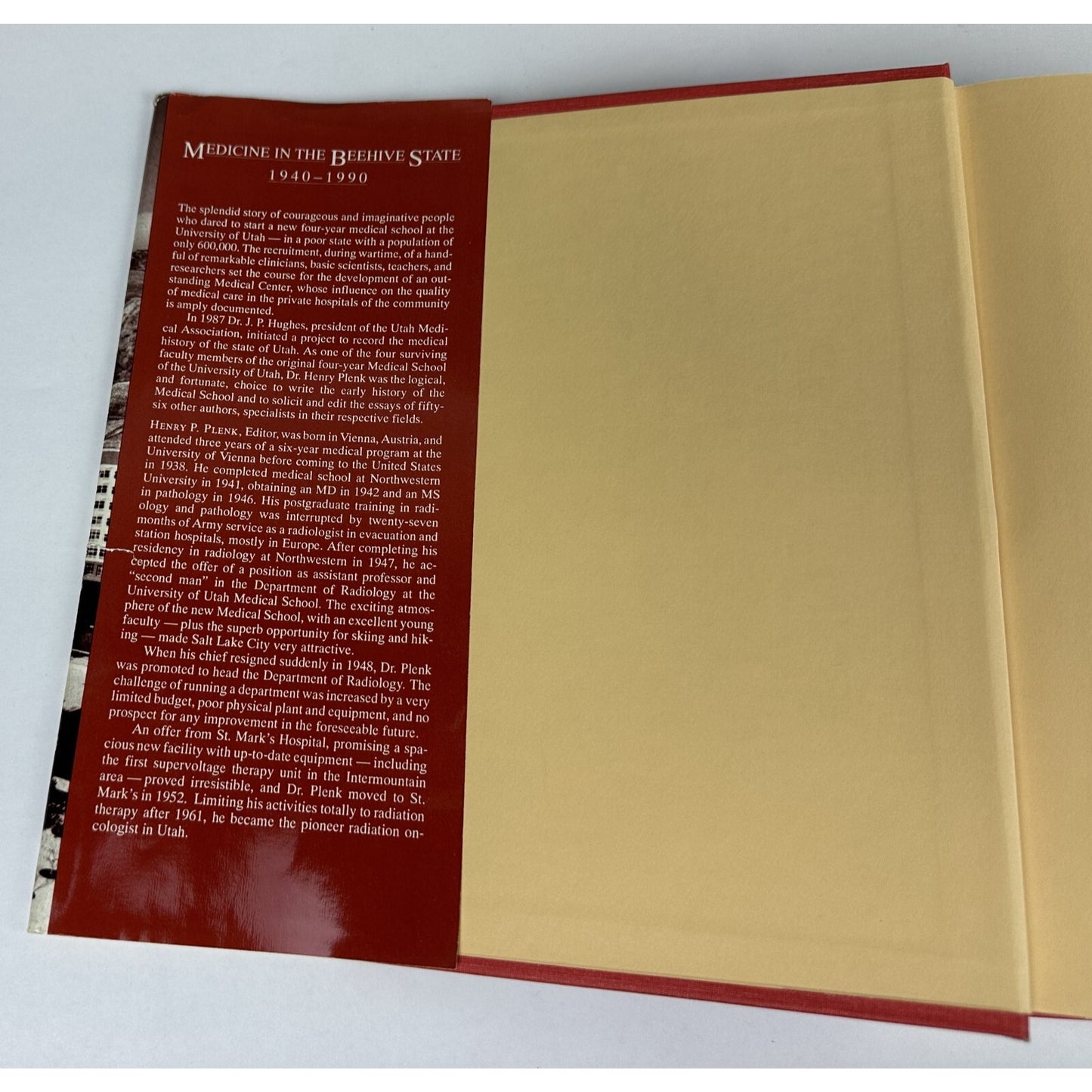MEDICINE IN THE BEEHIVE STATE 1940-1990 BY HENRY P. PLENK signed 1st ed