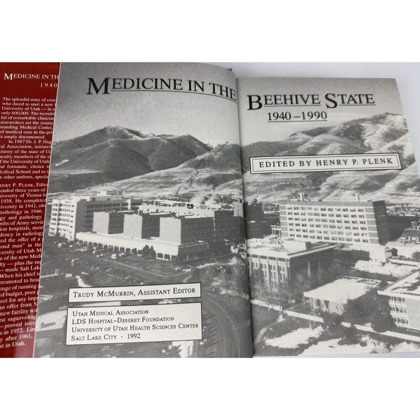 MEDICINE IN THE BEEHIVE STATE 1940-1990 BY HENRY P. PLENK signed 1st ed