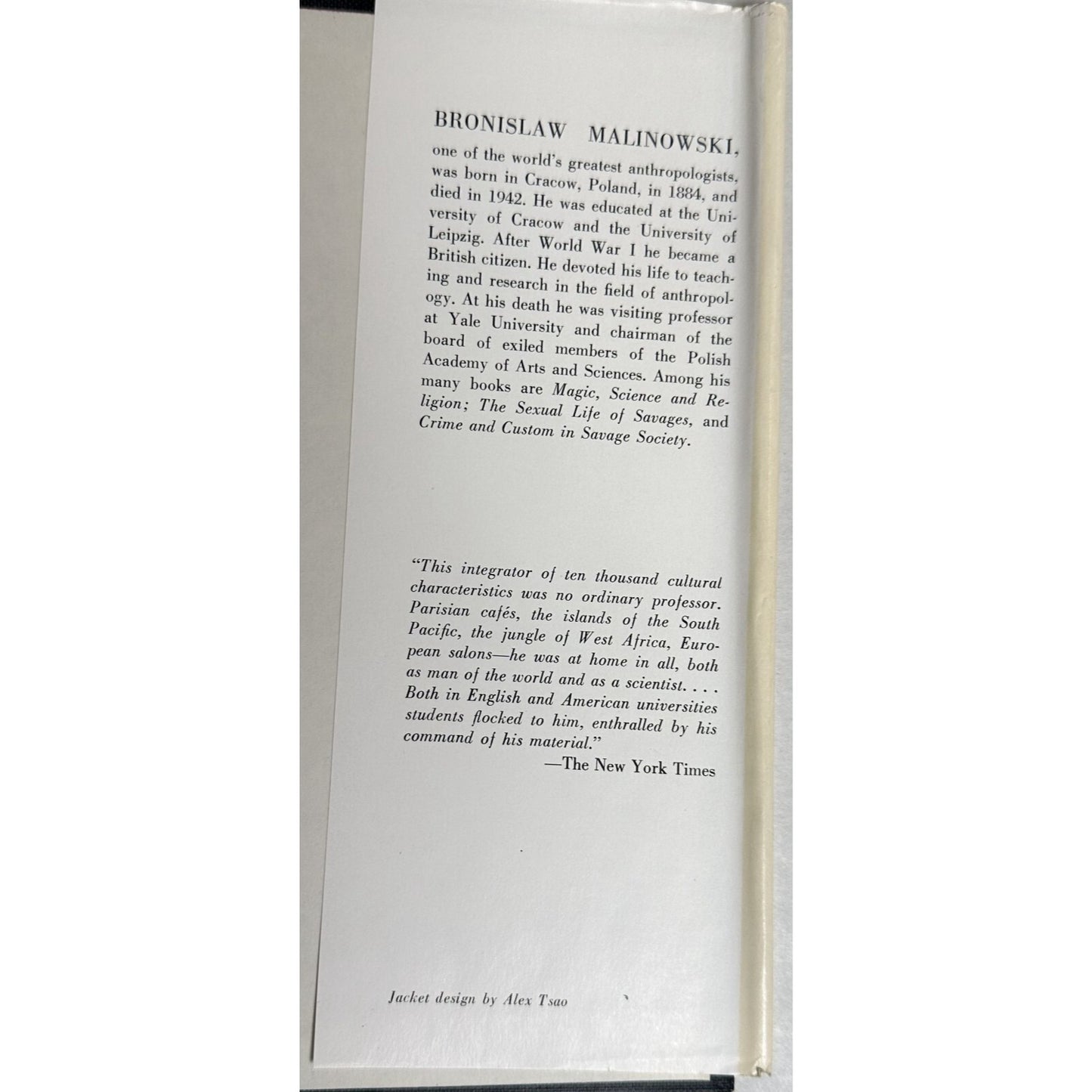 Bronislaw Malinowski "Sex Culture And Myth" Hardcover First Edition