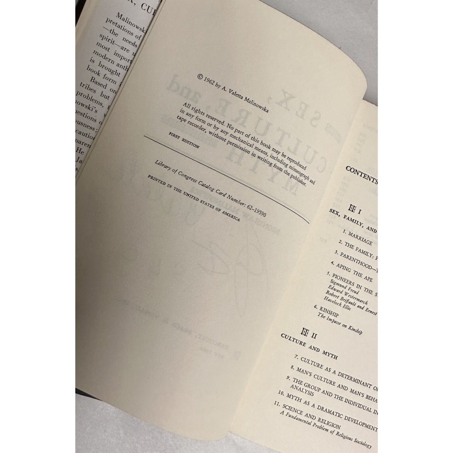 Bronislaw Malinowski "Sex Culture And Myth" Hardcover First Edition