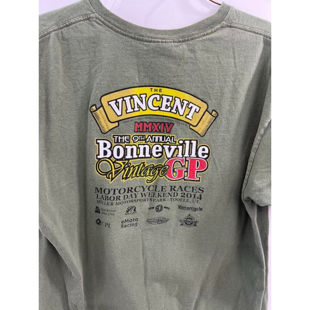 9th Annual Bonneville Vintage GP 2014 "the Vincent" Cotton Graphic Tee Sz. L