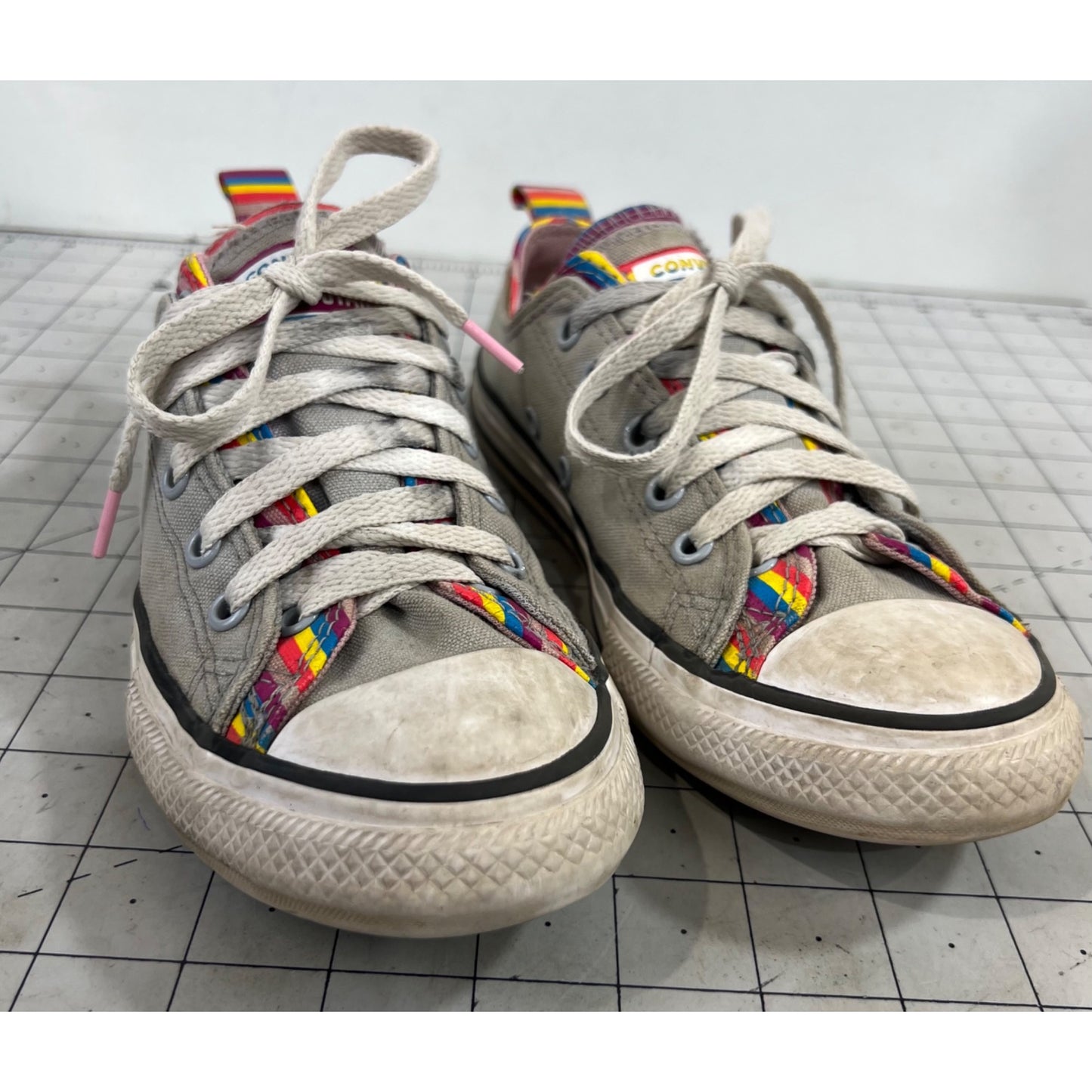 Converse Chuck Taylor Rainbow Trim Low-Top Sneakers Sz. 3 Youth Canvas Multicolor