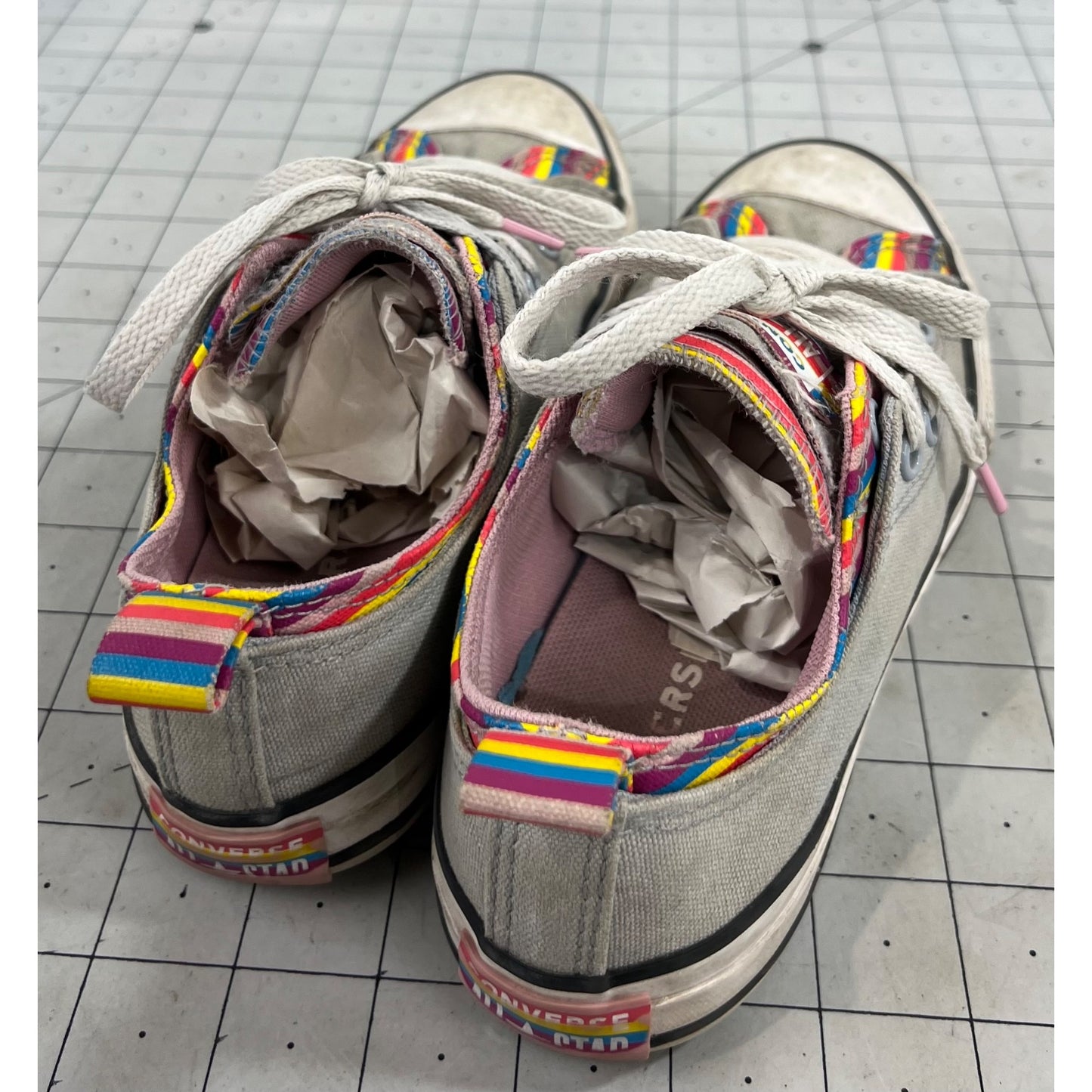 Converse Chuck Taylor Rainbow Trim Low-Top Sneakers Sz. 3 Youth Canvas Multicolor
