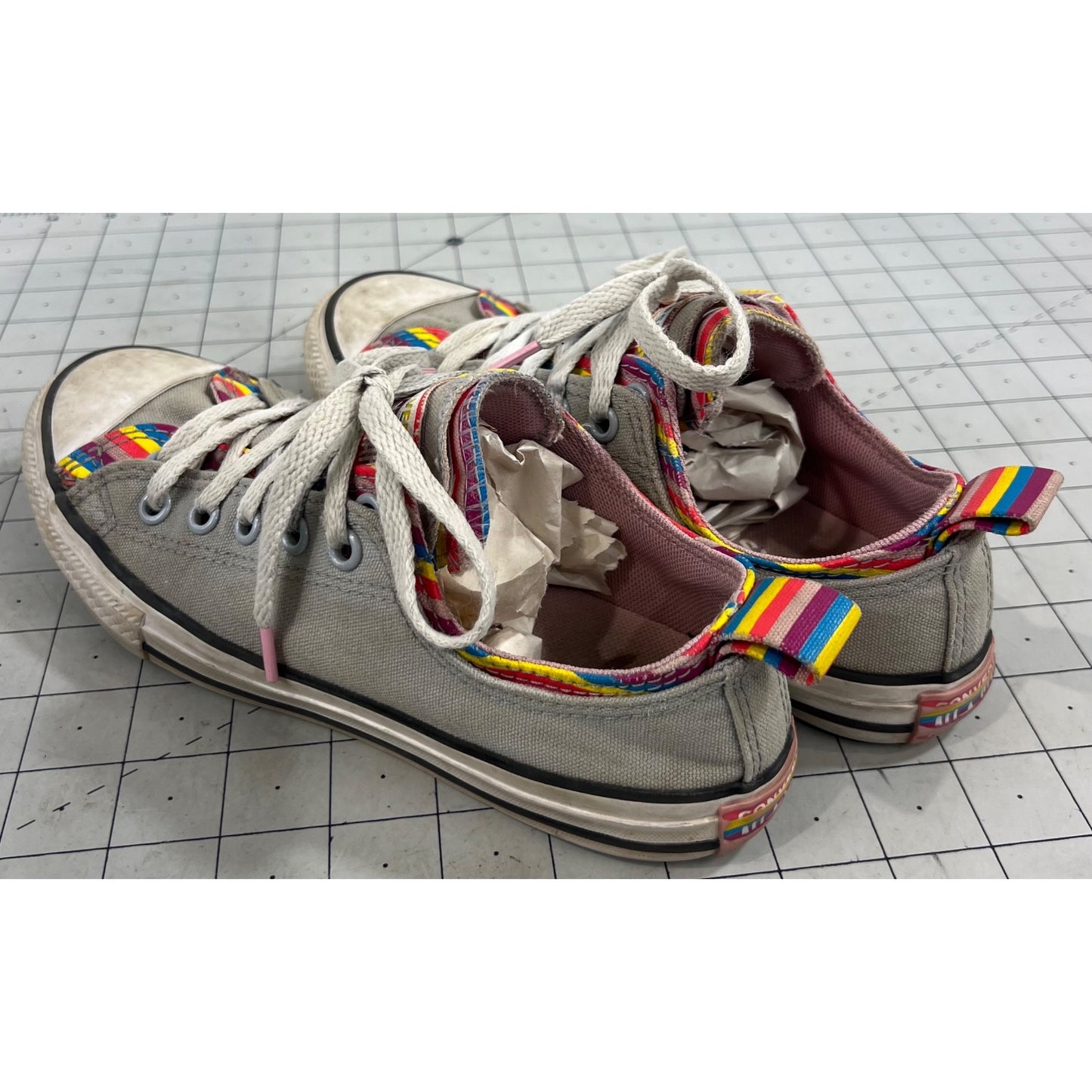 Converse Chuck Taylor Rainbow Trim Low-Top Sneakers Sz. 3 Youth Canvas Multicolor
