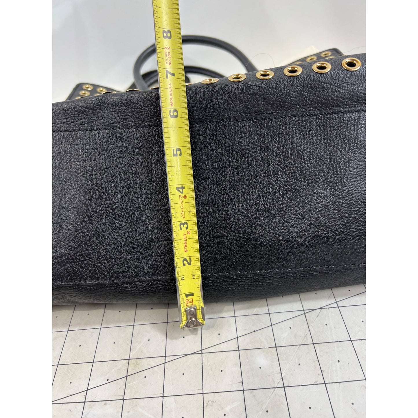 Michael Kors Black Gold Grommet Leather Hamilton Tote Handbag Shoulder Strap